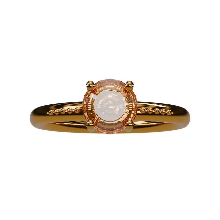 Sample ring, top, yellow gold